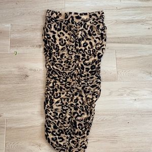 Ruched Leopard MIDI Skirt